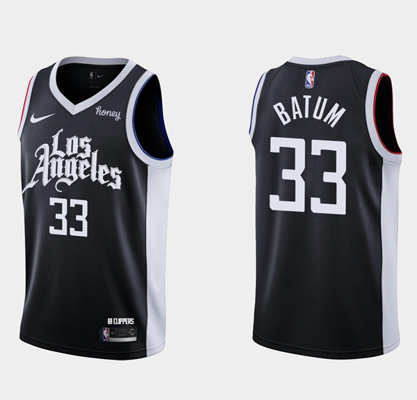 Men's Los Angeles Clippers #33 Nicolas Batum 2020-21 Black City Edition Stitched NBA Jersey